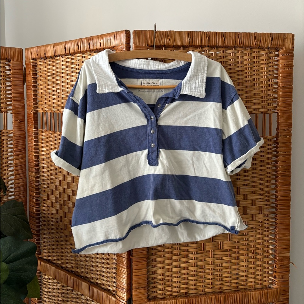 Cleo Stripe Crop Polo Shirt